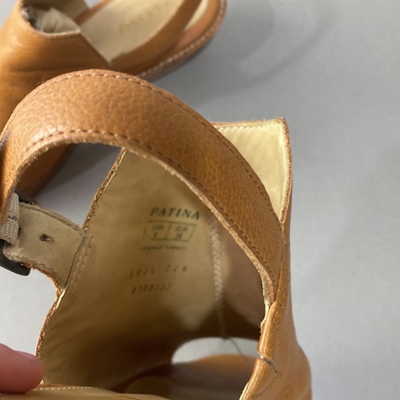 Patina leather bohemian open toed shoes/sandals/low heels - Picture 11 of 11